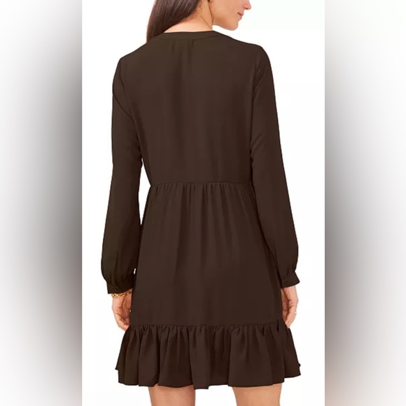 Vicente Camuto Sizes, S, M Chocolate Torte Ruched Flounce Dress - Picture 2 of 13